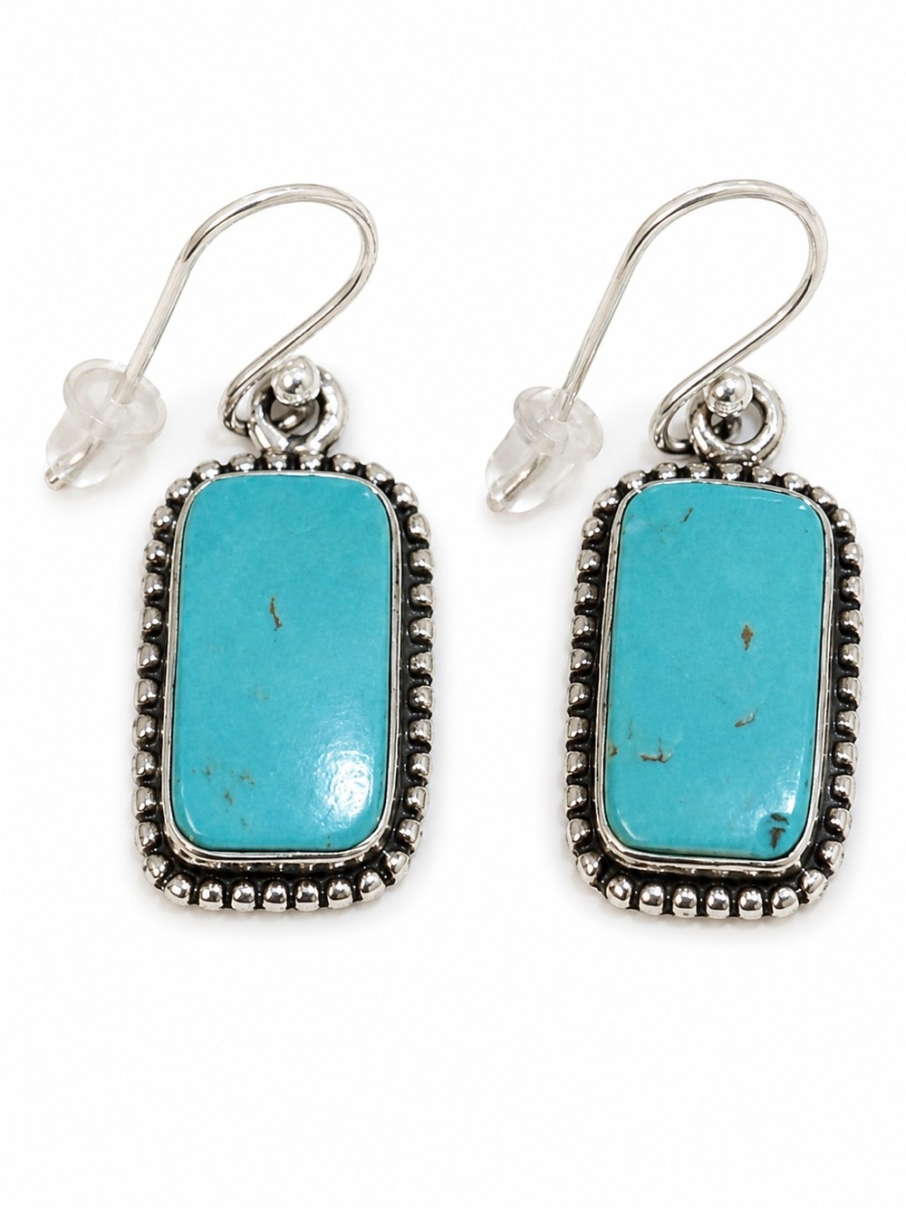 Sterling Silver Drop Earrings - Number 8 Turquoise Handcrafted Artisan